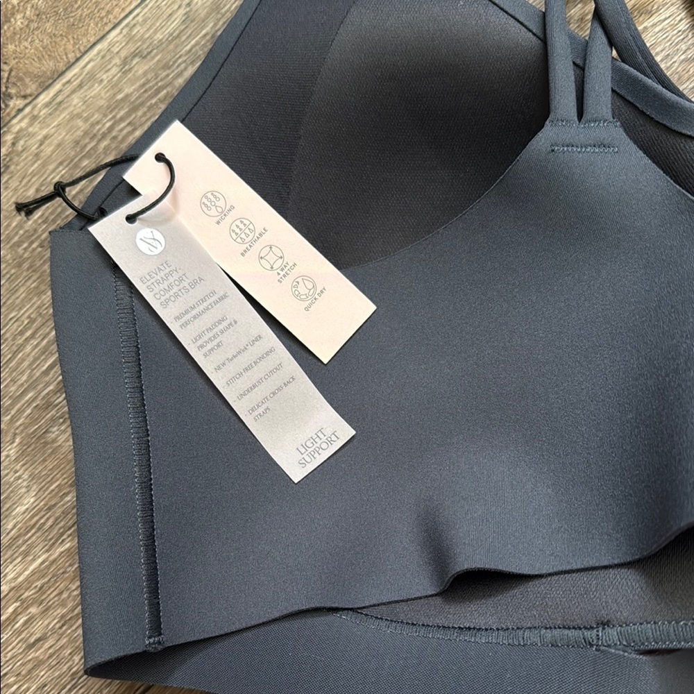Victoria’s Secret Sport Gray VSX Elevate Strappy-Comfort Sports Bra NWT - Picture 2 of 5